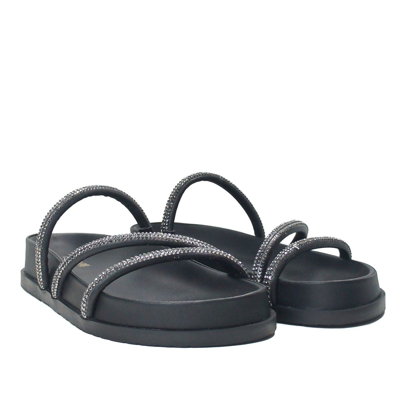 PAPETE TRÊS TIRAS PRETO BRILHO C 30378 0011 0001 ANACAPRI - Vintedoisk