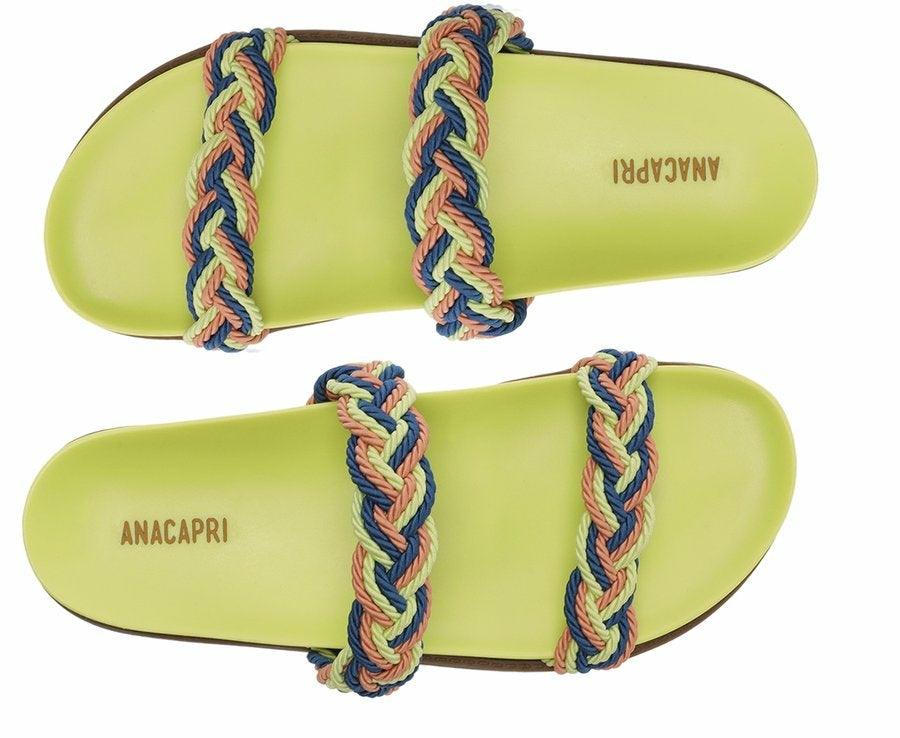 RASTEIRA VERDE MULTICOLORIDA DUAS TIRAS TRANÇADAS 30276 0002 ANACAPRI - Vintedoisk