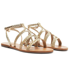 SANDÁLIA GLADIADORA TIRAS BOHO DOURADA C 30014 0359 0001 ANACAPRI - Vintedoisk