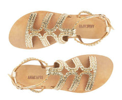 SANDÁLIA GLADIADORA TIRAS BOHO DOURADA C 30014 0359 0001 ANACAPRI - Vintedoisk