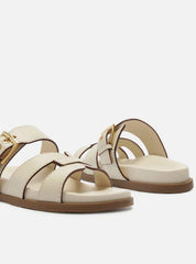 SANDÁLIA PAPETE OFF-WHITE COURO FIVELA A 12016 0082 0001 AREZZO - Vintedoisk