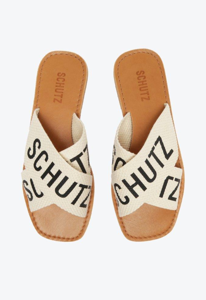 Sandália Rasteira De X Schutz Logo Branca S 20889 0004 0001 Schutz