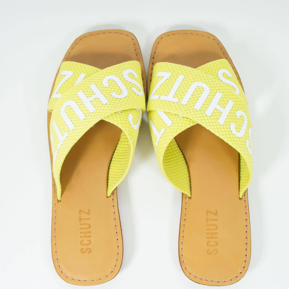 SANDÁLIA RASTEIRA DE X TECIDO LOGO AMARELA S 20889 0004 0055 SCHUTZ - Vintedoisk