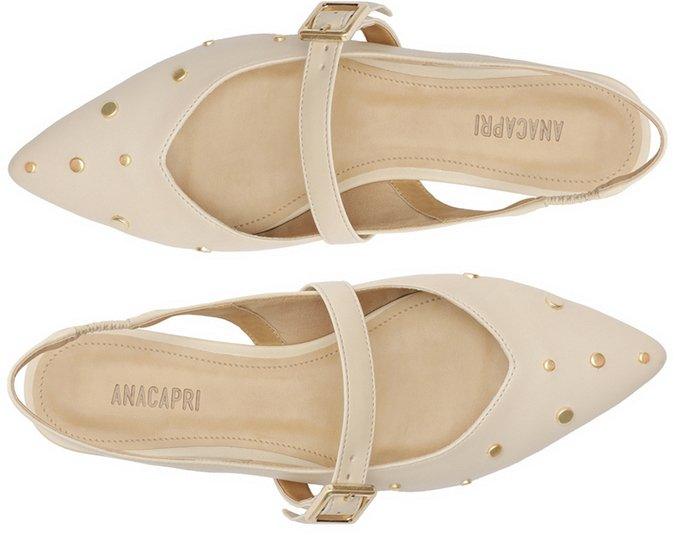 SAPATILHA SLINGBACK BICO FINO TACHAS BEGE C 30029 0337 0006 ANACAPRI - Vintedoisk