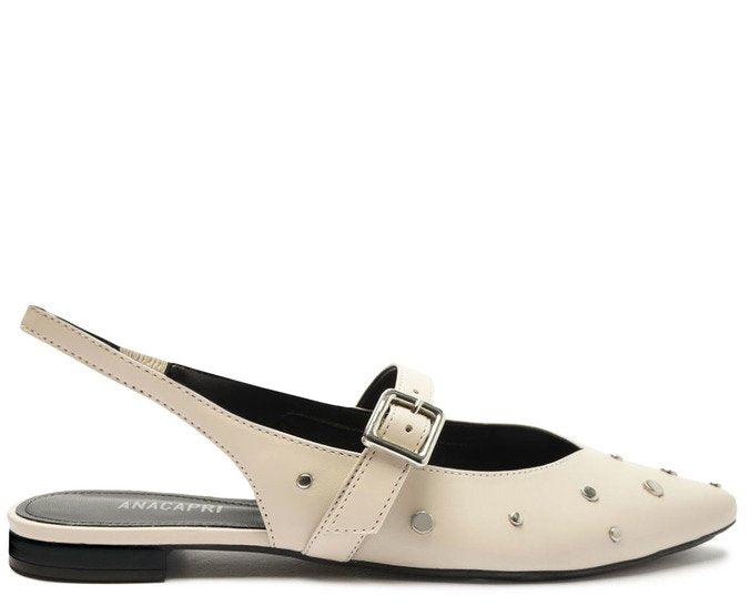 SAPATILHA SLINGBACK BRANCA BICO FINO FIVELA TACHAS C 30029 0337 0002 ANACAPRI - Vintedoisk