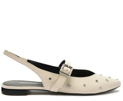 SAPATILHA SLINGBACK BRANCA BICO FINO FIVELA TACHAS C 30029 0337 0002 ANACAPRI - Vintedoisk