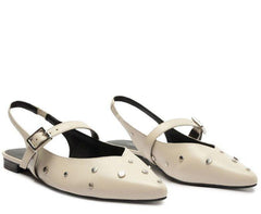 SAPATILHA SLINGBACK BRANCA BICO FINO FIVELA TACHAS C 30029 0337 0002 ANACAPRI - Vintedoisk