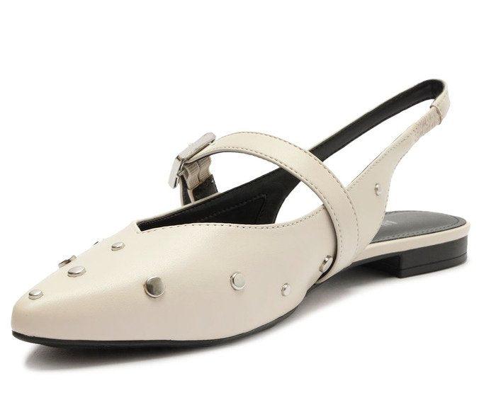 SAPATILHA SLINGBACK BRANCA BICO FINO FIVELA TACHAS C 30029 0337 0002 ANACAPRI - Vintedoisk