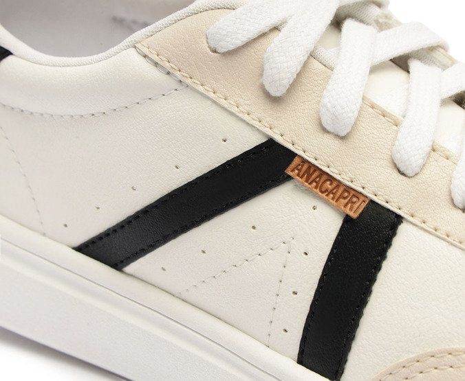 TÊNIS PONTILHADO LATERAL BRANCO E PRETO C 30523 0006 0004 ANACAPRI - Vintedoisk