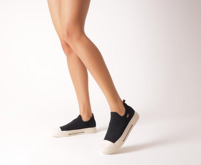 TÊNIS SLIP ON PRETO SOLA ALTA KNIT ALÊ C 30590 0002 0001 ANACAPRI - Vintedoisk