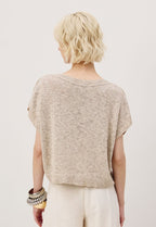 Blusa boxy flame tricot Cacay vista de costas, modelagem solta feminina