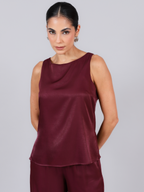 Blusa cetim Double 393138 Skenn feminina, vista costas com acabamento elegante