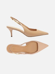 SCARPIN BEGE COURO SLINGBACK DETALHE METAL A 12757 0089 0005 AREZZO