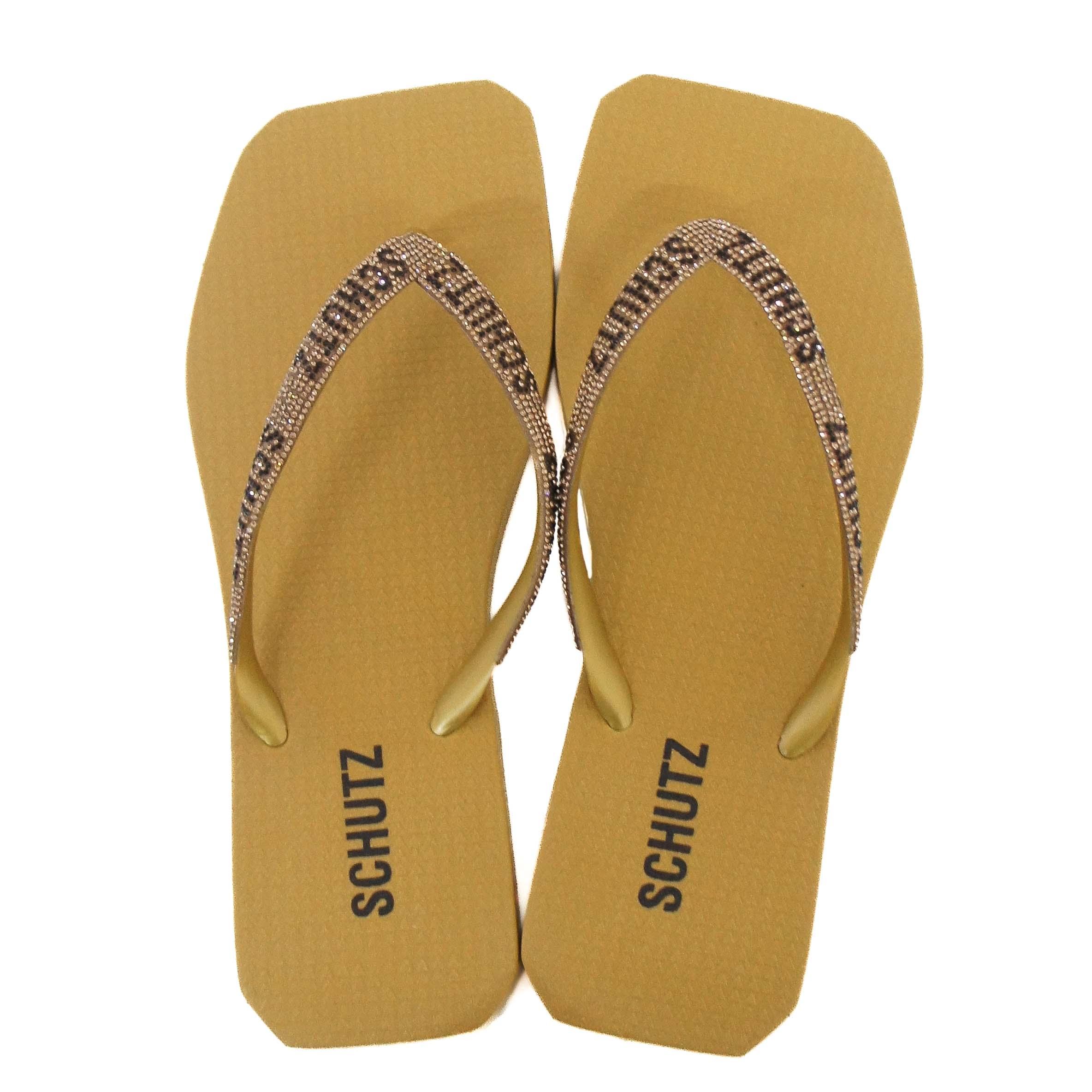 CHINELO DOURADO LOGO BRILHO S 21306 0013 0001 SCHUTZ - Vintedoisk