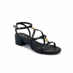 SANDÁLIA PRETA SALTO BLOCO TIRAS PINGENTE A 03199 0273 0004 AREZZO