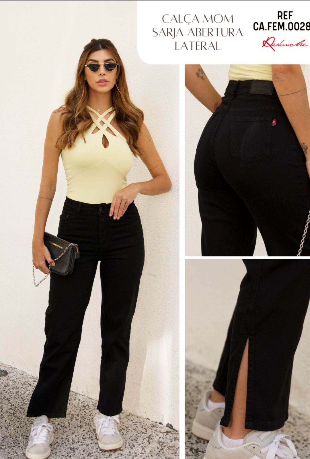 CALÇA MOM SARJA ABERT LATERAL CFEM00284 REVANCHE Imagem secundária do produto