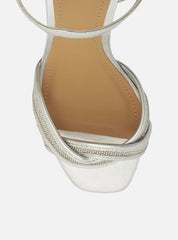 SANDÁLIA PRATA SALTO BLOCO STRASS ENLACE A 11551 0072 0001 AREZZO