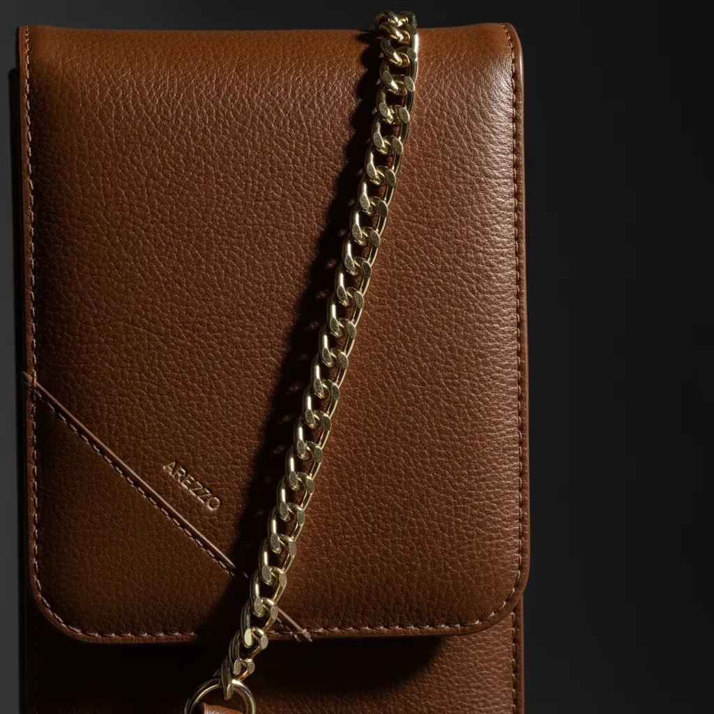 BOLSA PEQUENA MARROM COURO CORRENTE A 50044 0011 0004 AREZZO