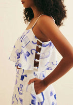 Blusa cropped Cacay com detalhe ponteiras, vista costas
