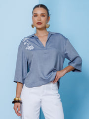 BLUSA BATA VISCO INDIGO 403214 SKENN