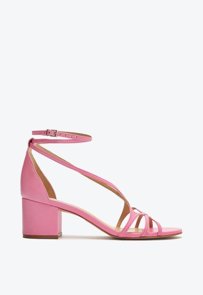 SANDÁLIA SALTO BLOCO COURO ROSA S 20001 0693 0004 SCHUTZ - Vintedoisk