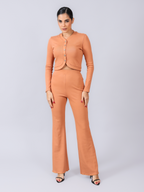 Look completo blusa bandagem tricot feminina Skenn
