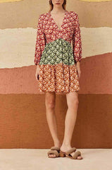 VESTIDO CURTO TRICOLOR MG LONGA 104415 CACAY