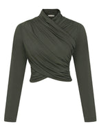 Detalhe do drapeado lateral da blusa 414118 Skenn