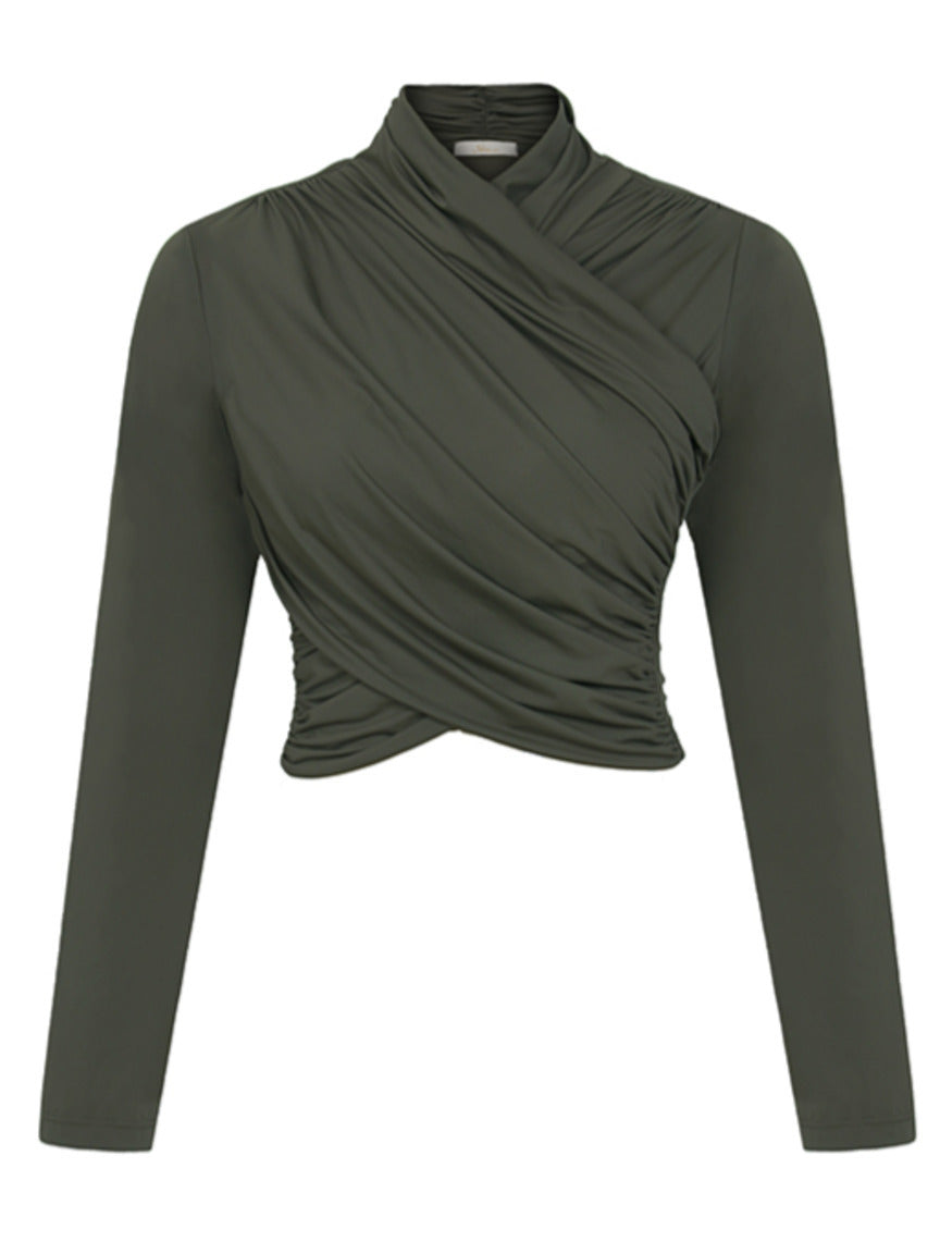 Detalhe do drapeado lateral da blusa 414118 Skenn