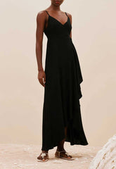 VESTIDO LONGO TRANSPASSE BABADO 103804 CACAY