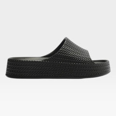 CHINELO SLIDE PRETO TRESSÊ FLATFORM TIRA Z 19158 0001 0002 BRIZZA