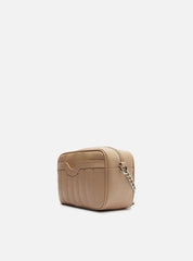 BOLSA TIRACOLO BEGE COURO FRANCINE PEQUENA A 50023 0051 0092 AREZZO