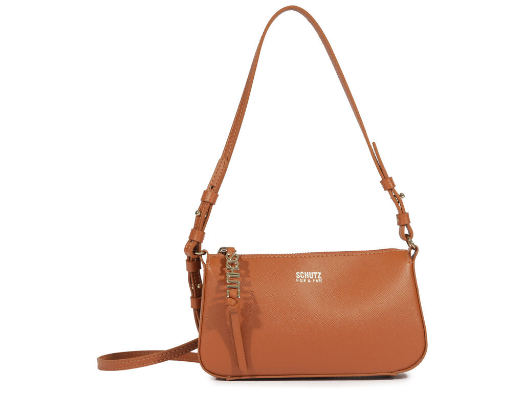 BOLSA TIRACOLO PEQUENA MARROM SAFIANO S 50010 0499 0013 SCHUTZ