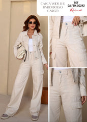 CALÇA LINHO WIDE LEG BOLSO CARECA CAFEM00242 REVANCHE