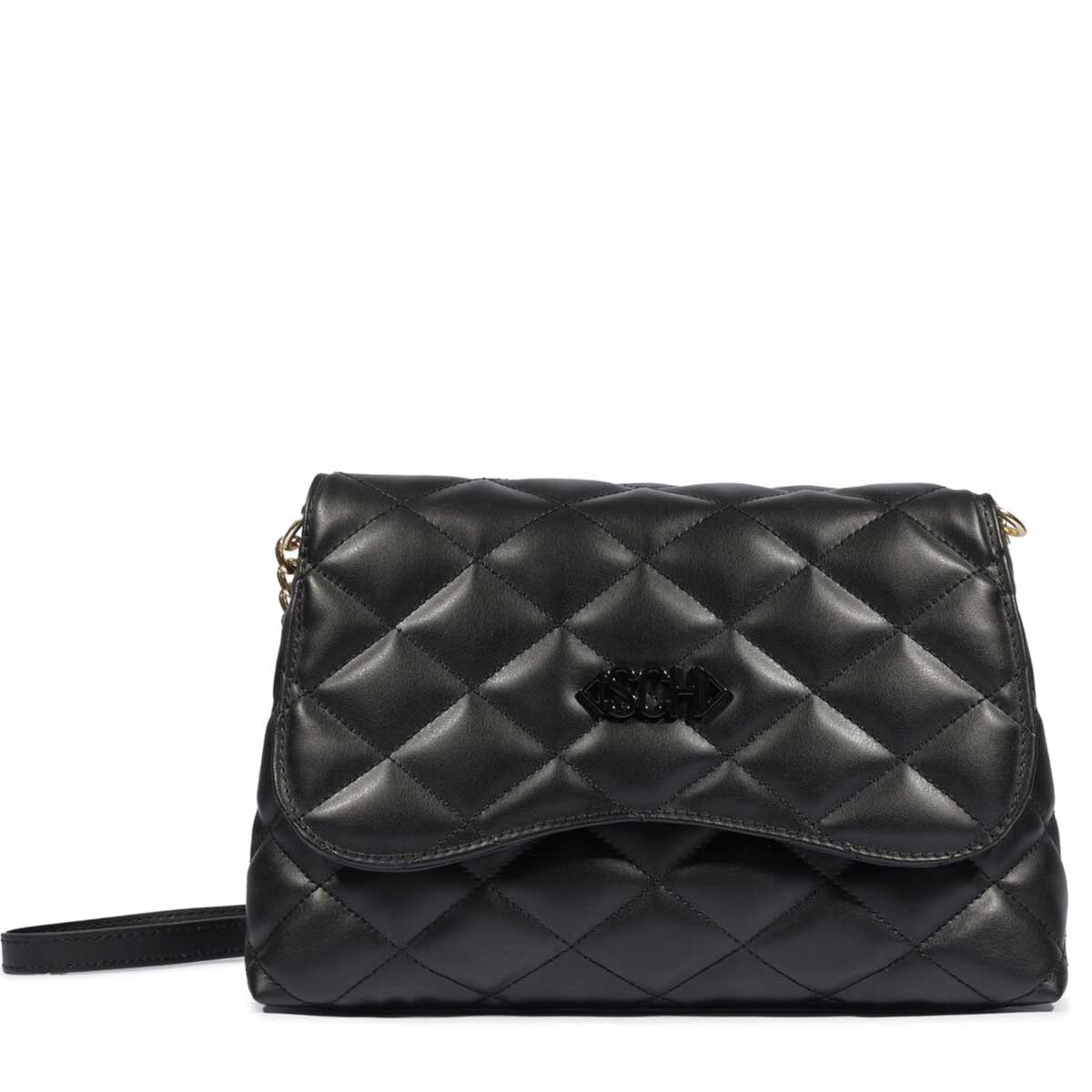 Bolsa crossbody matelassê preta Schutz frente feminina