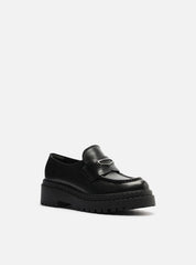 MOCASSIM PRETO COURO TRATORADO TIRA METAL A 13654 0001 0001 AREZZO