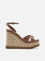 SANDÁLIA MARROM COURO PALHA SEXTAVADA PLATAFORMA A 12523 0046 0001 AREZZO