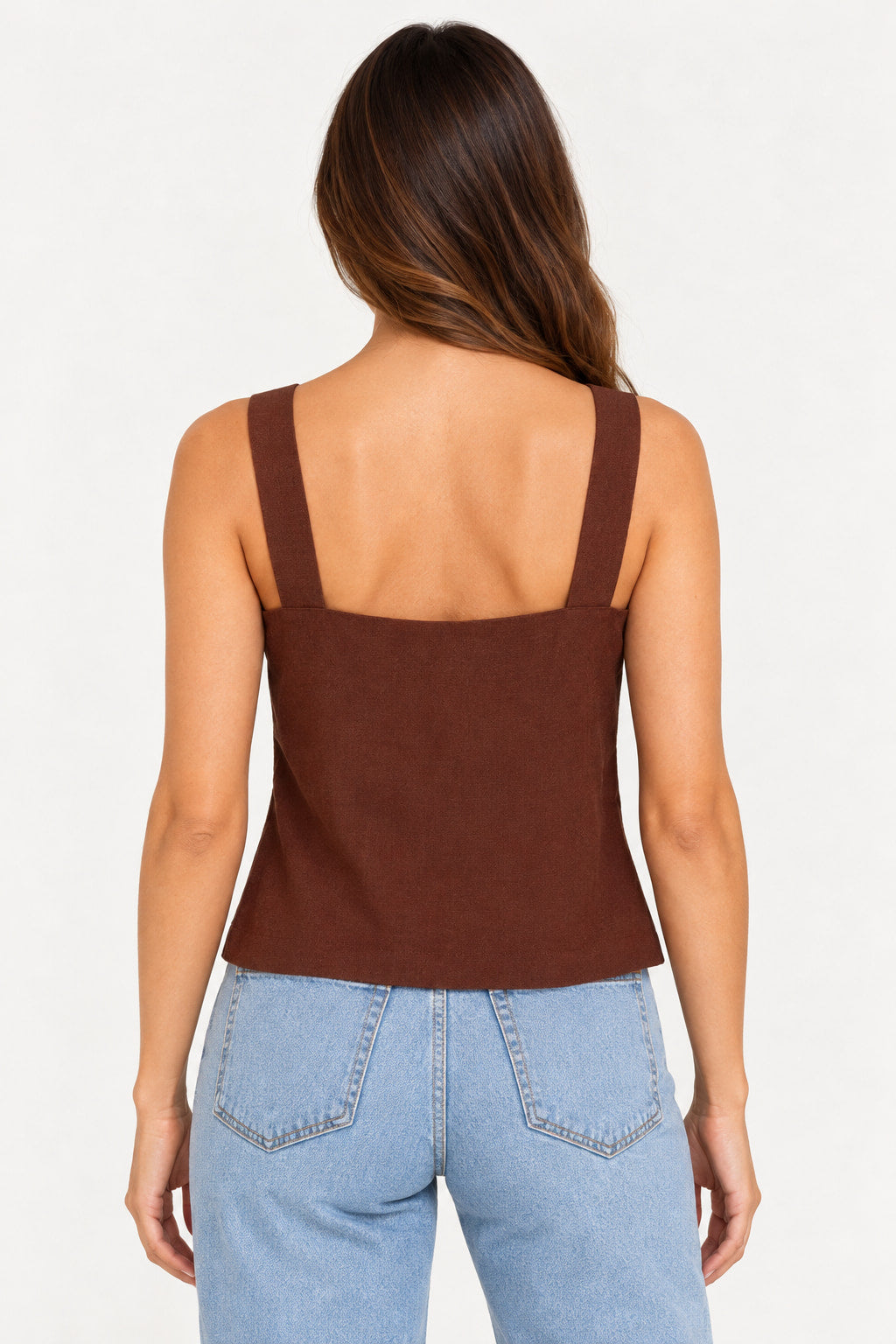 Marrom | Blusa Alça Visco Rubicon — costas