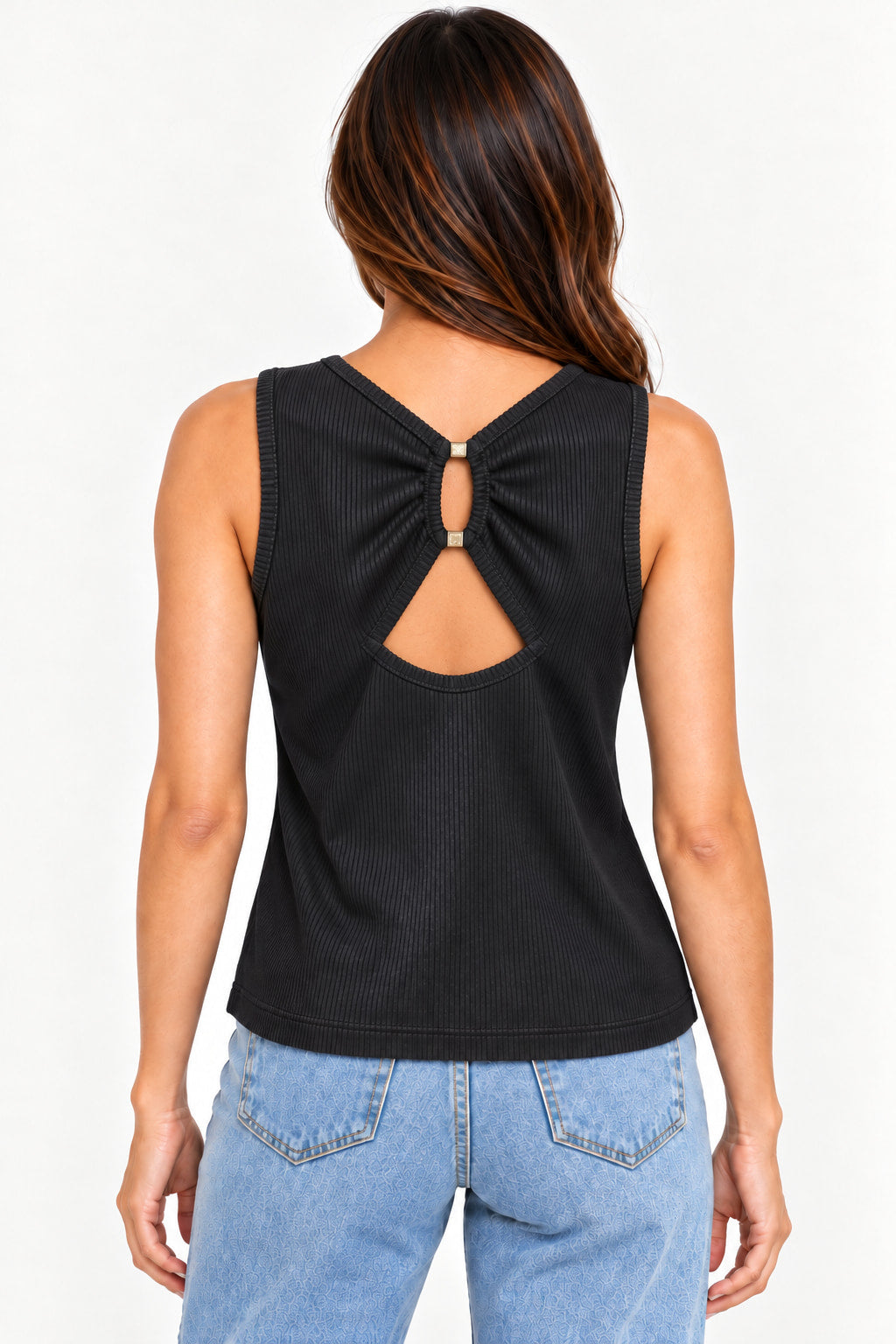 Preto | Blusa Cropped Canelado Revanche — costas