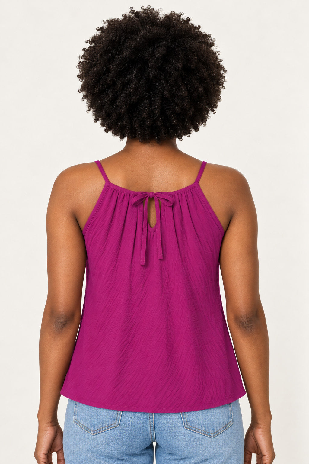 Roxo | Blusa Regata Detalhes Chiffon CS — costas