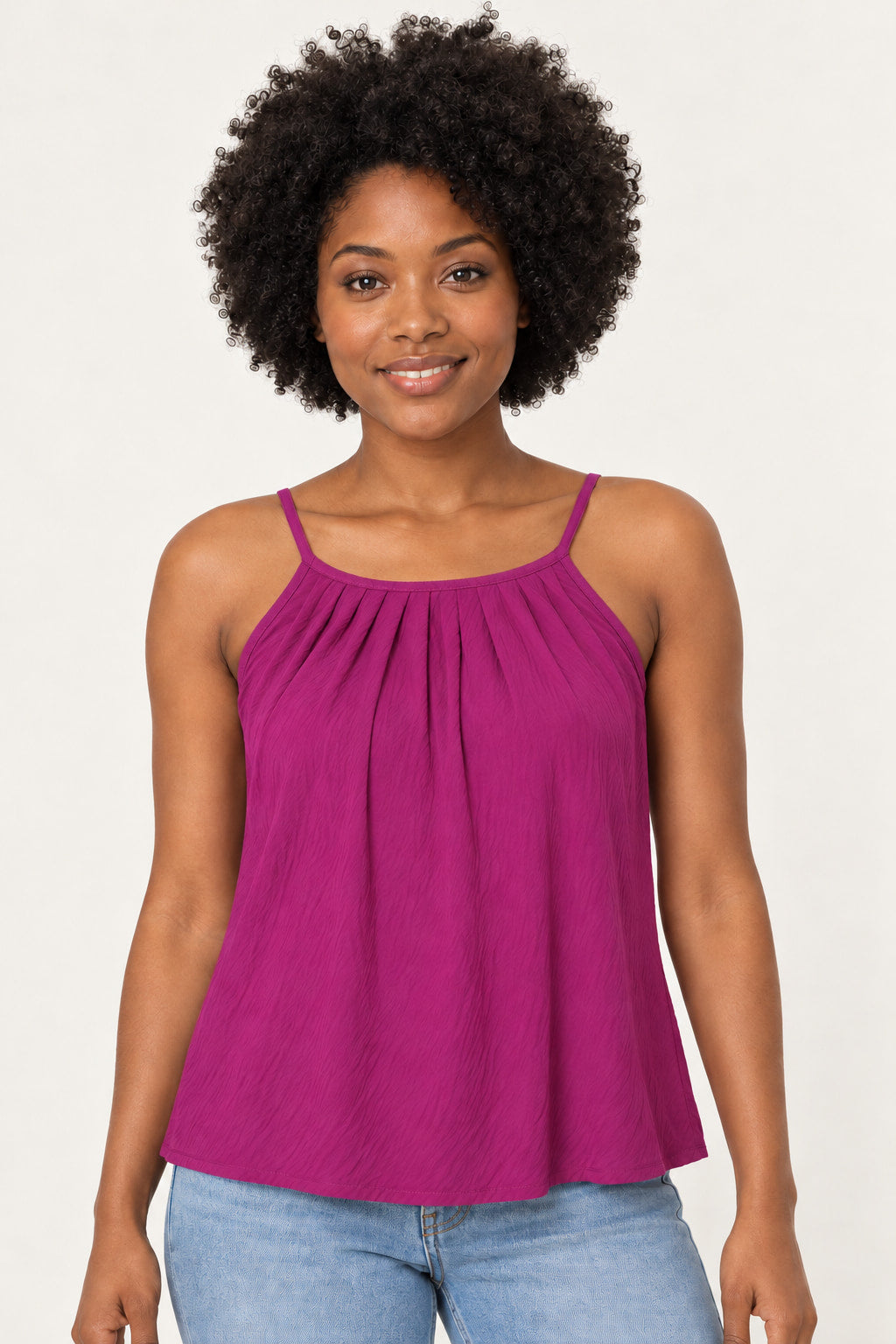 Roxo | Blusa Regata Detalhes Chiffon CS — frente