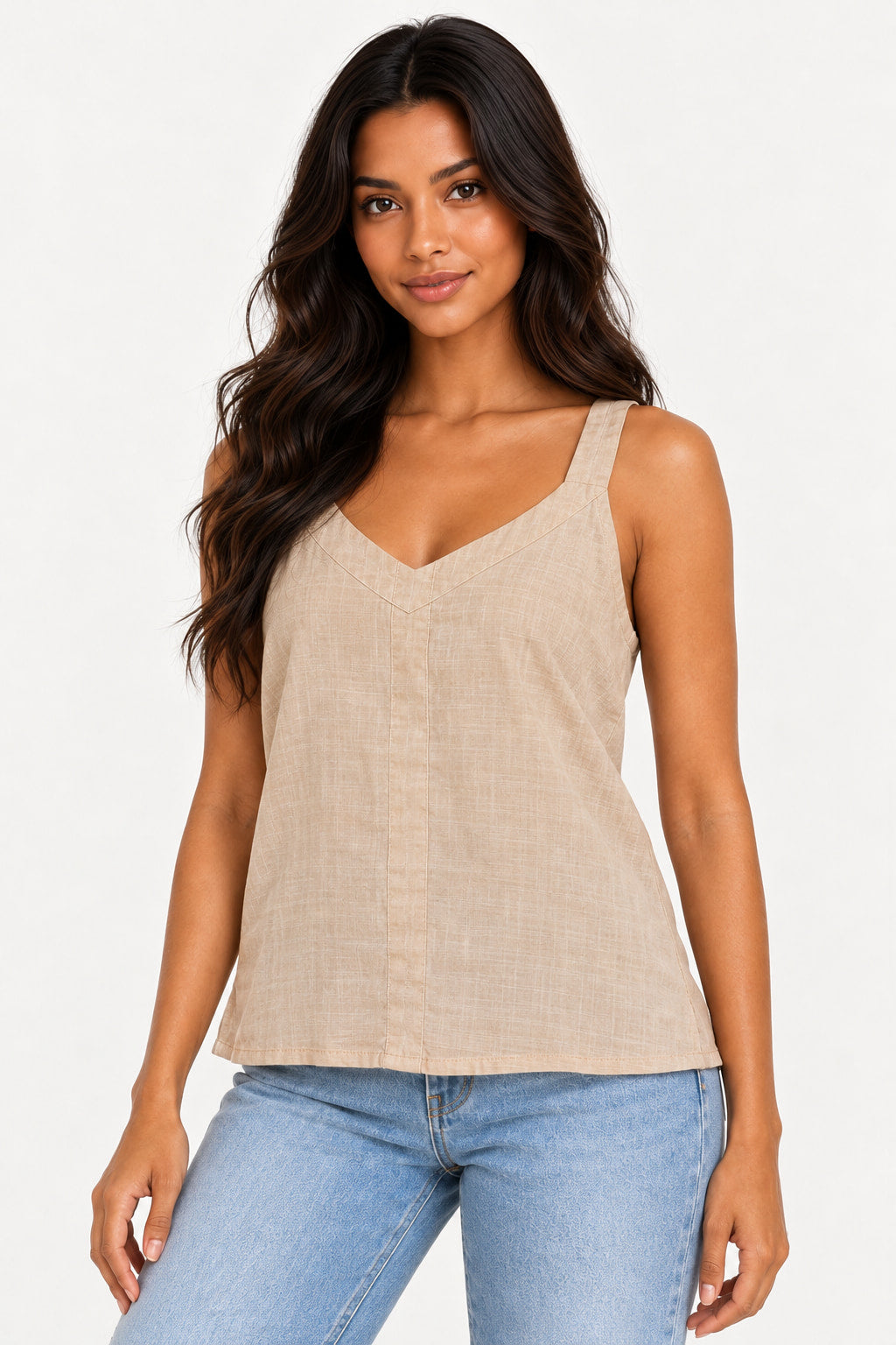 Blusa Regata Viscolinho Pesponto 2803B Amicia Imagem secundária do produto