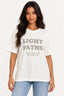 Off-White | Blusa T-Shirt Light Lerrux em off-white com estampa LIGHT PATHS em cinza, vestida em modelo de frente