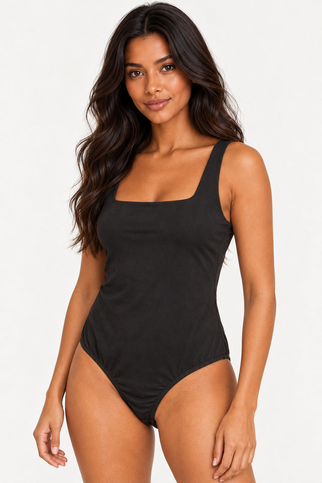 Preto | Body Decote Quadrado Poliamida Amicia — lado