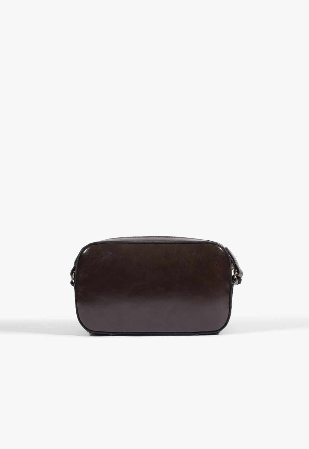 Bolsa Tiracolo Avery Pequena Schutz marrom vista de trás, com acabamento liso em couro