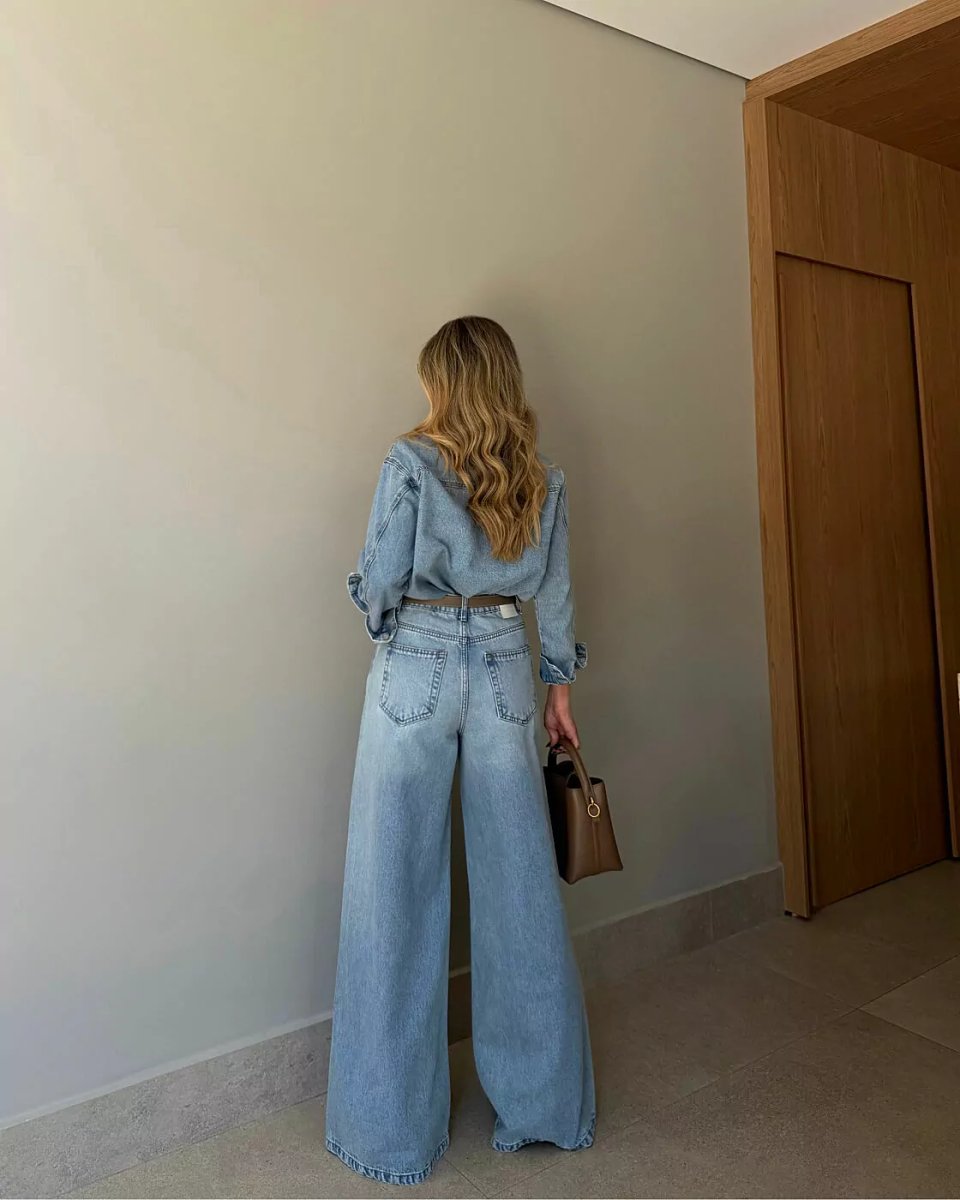 CALÇA JEANS CLARA PANTALONA PALAZZO 104930 ALCANCE Imagem secundária do produto