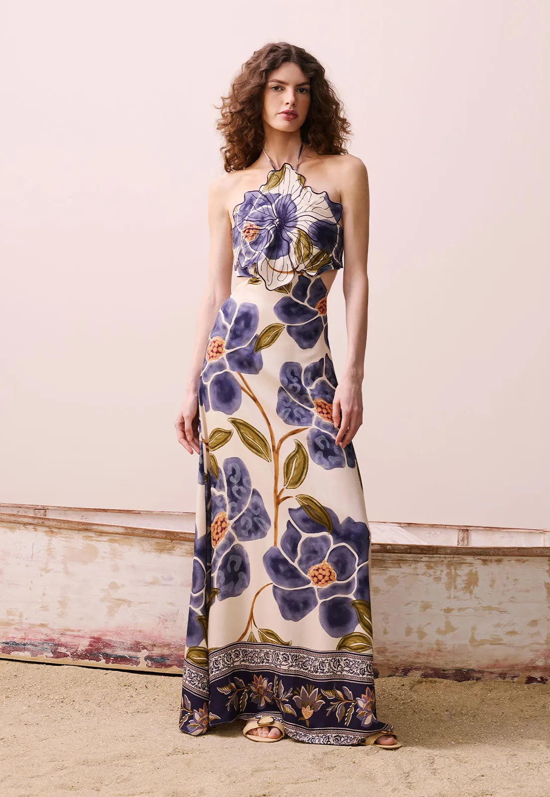 VESTIDO LONGO FLOR BORDADO 105814 CACAY