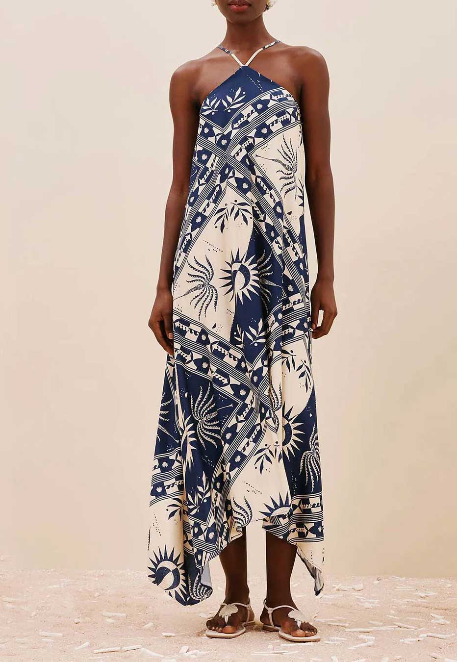 VESTIDO MIDI PONTAS DECOTE ALTO 103505 CACAY