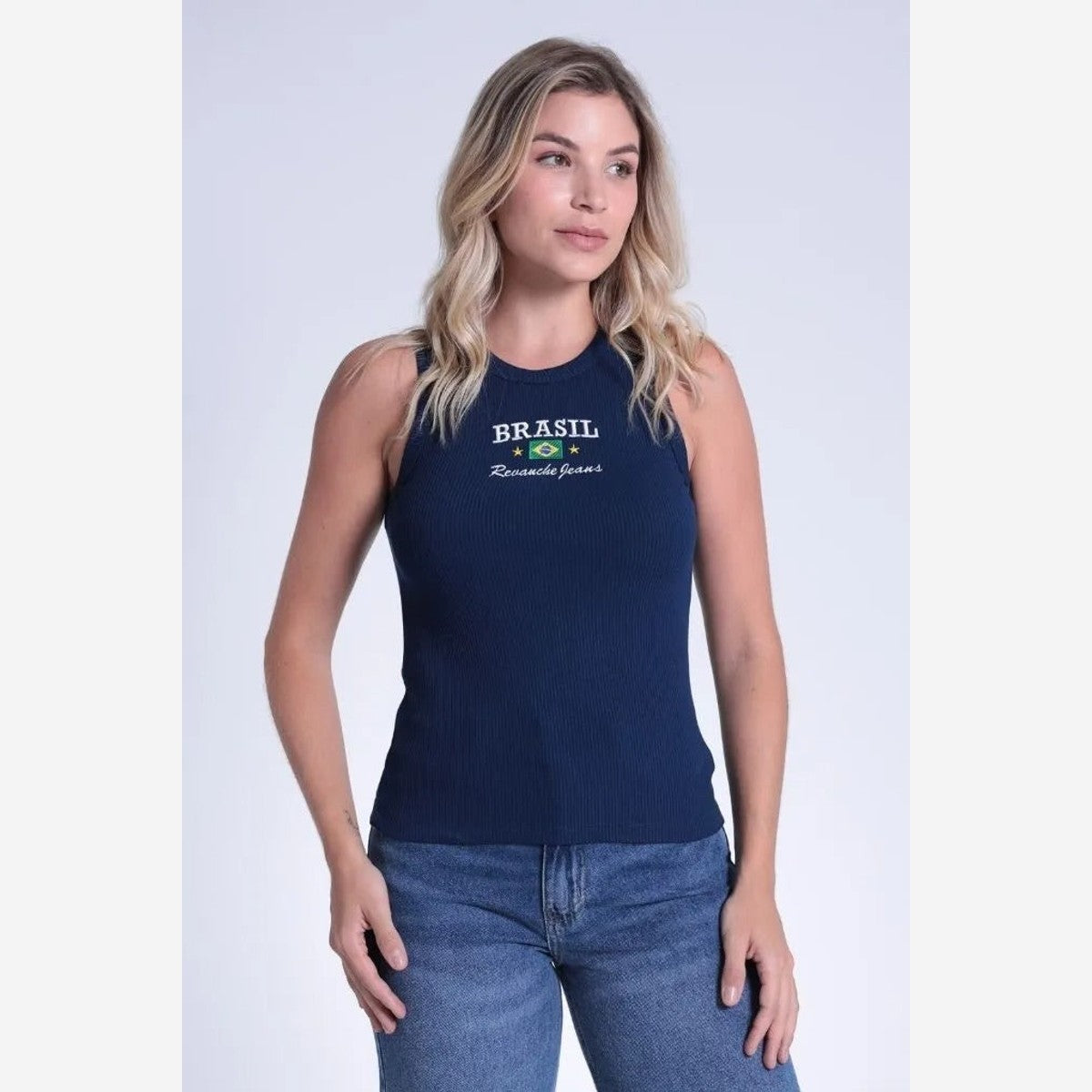 BLUSA REGATA BASICA CANELADA BRASIL BLFEM00195 REVANCHE Imagem principal do produto