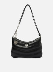 BOLSA TIRACOLO PRETA COURO MÉDIA COSTURAS A 50018 0844 0013 AREZZO